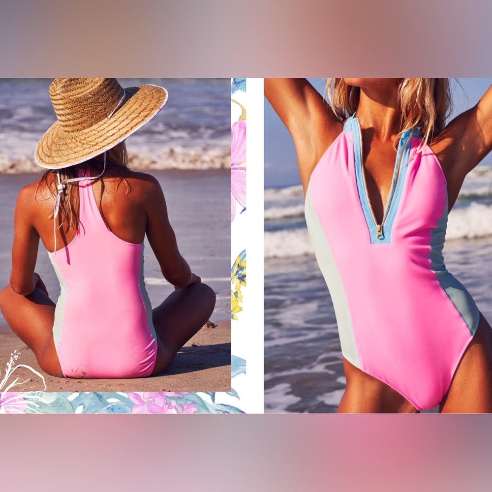 LoveShackFancy X Hurley Max Colorblock One Piece Bathing Suit - Picture 2 of 11